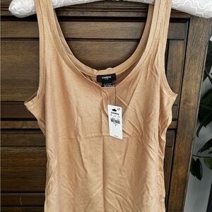 Express Women's Beige Ribbed Tank Top